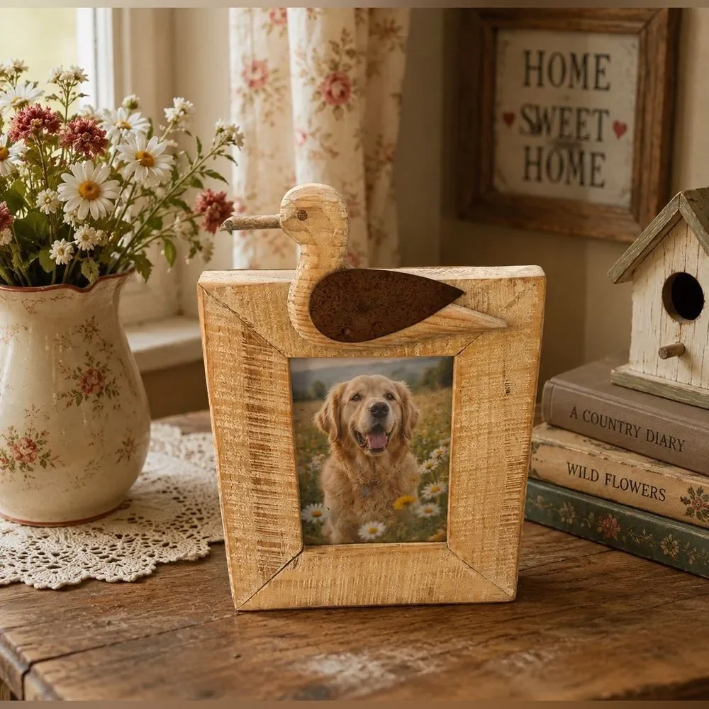 Rustic Handcrafted Duck Photo Frame